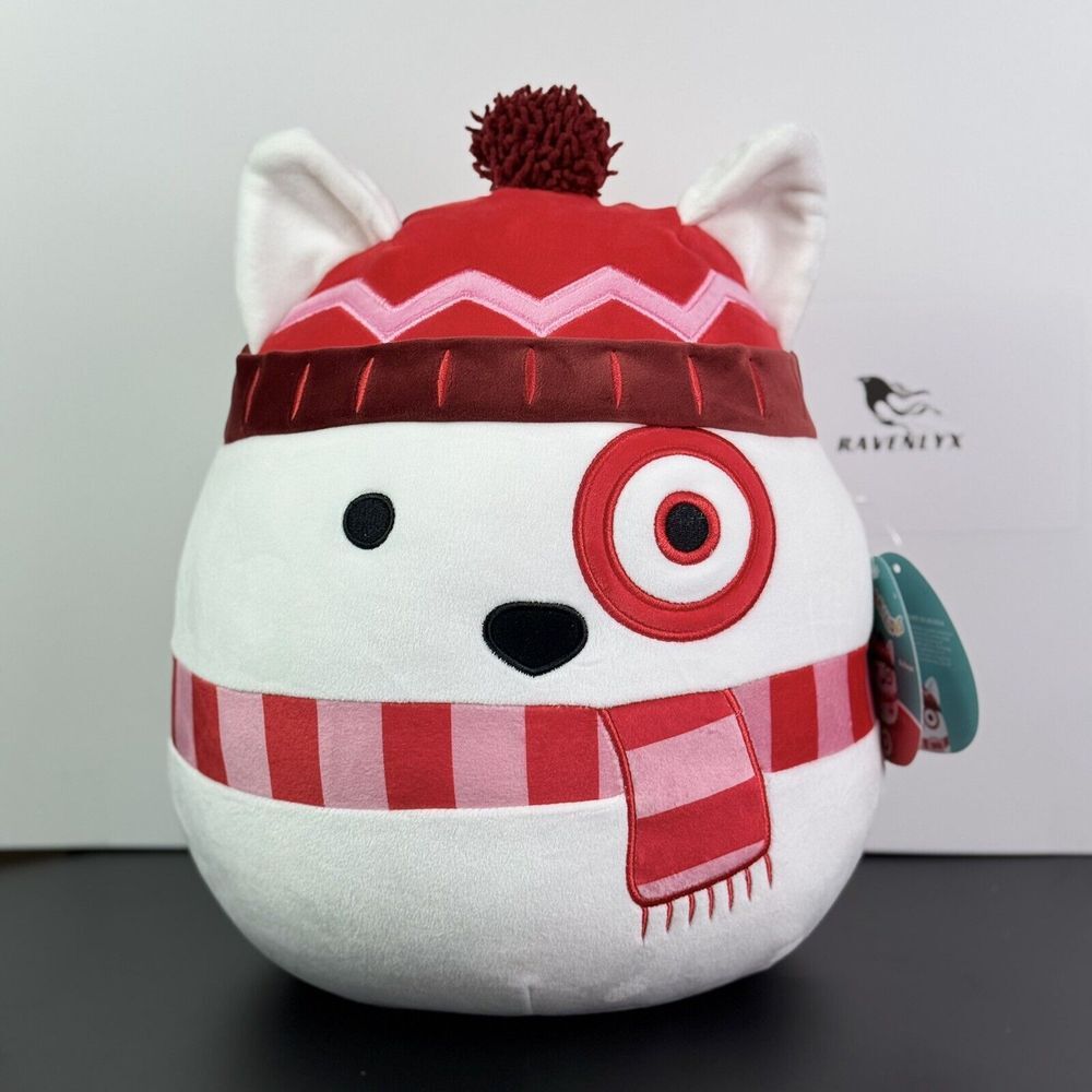 Squishmallow Bullseye Target Dog Mascot Winter‎ Berry 12"